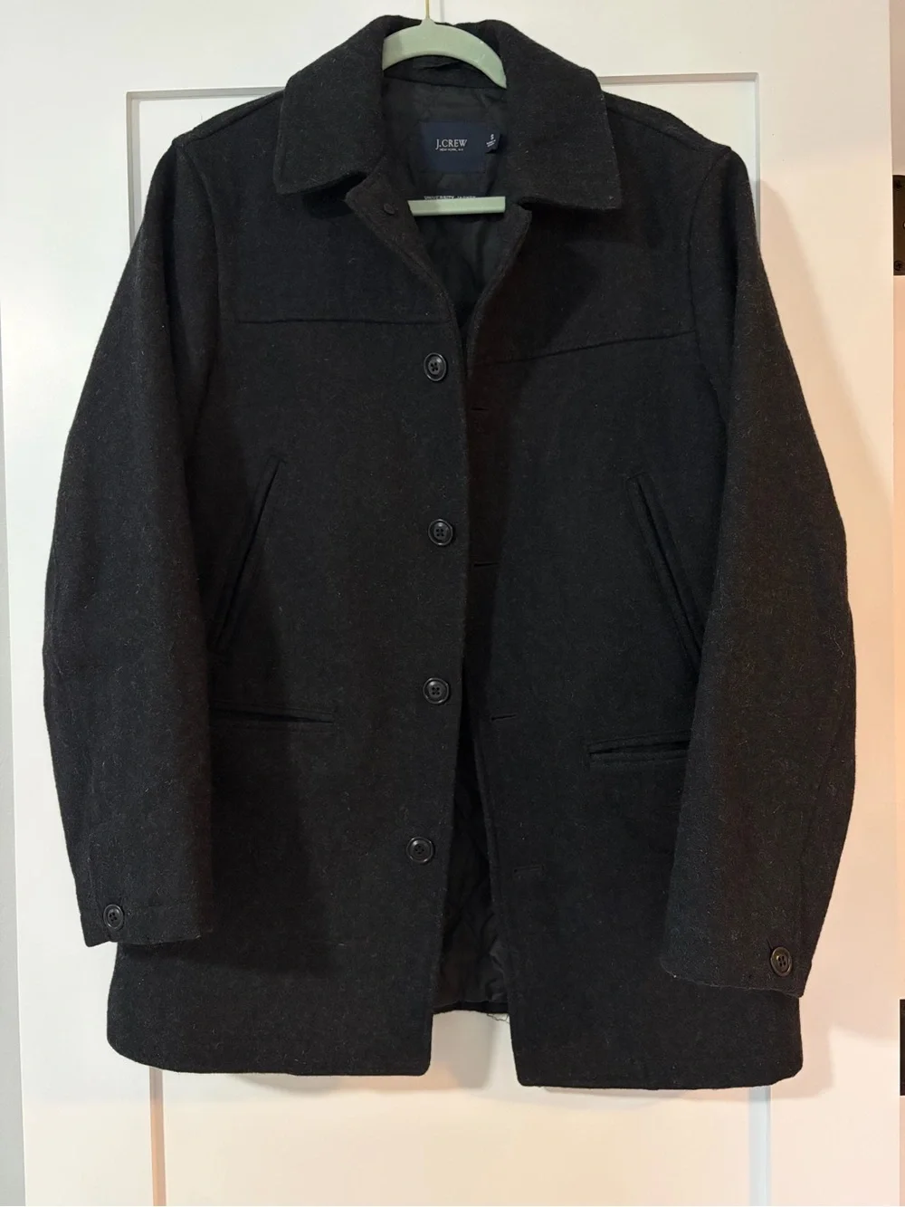 J. Crew Black Wool-Blend Pea Coat